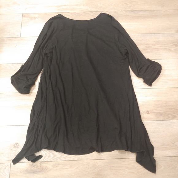 3/4 Sleeve Black Lace Tunic // size S - Picture 6 of 7
